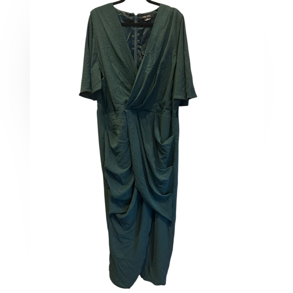City Chic Elegant Green Draped Women's Dress plus size XXL